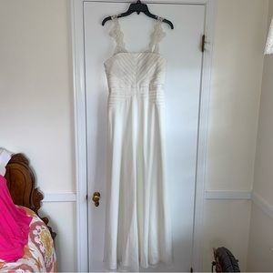 Calvin Klein floor length white gown. Lace Straps sewn on and can be removed